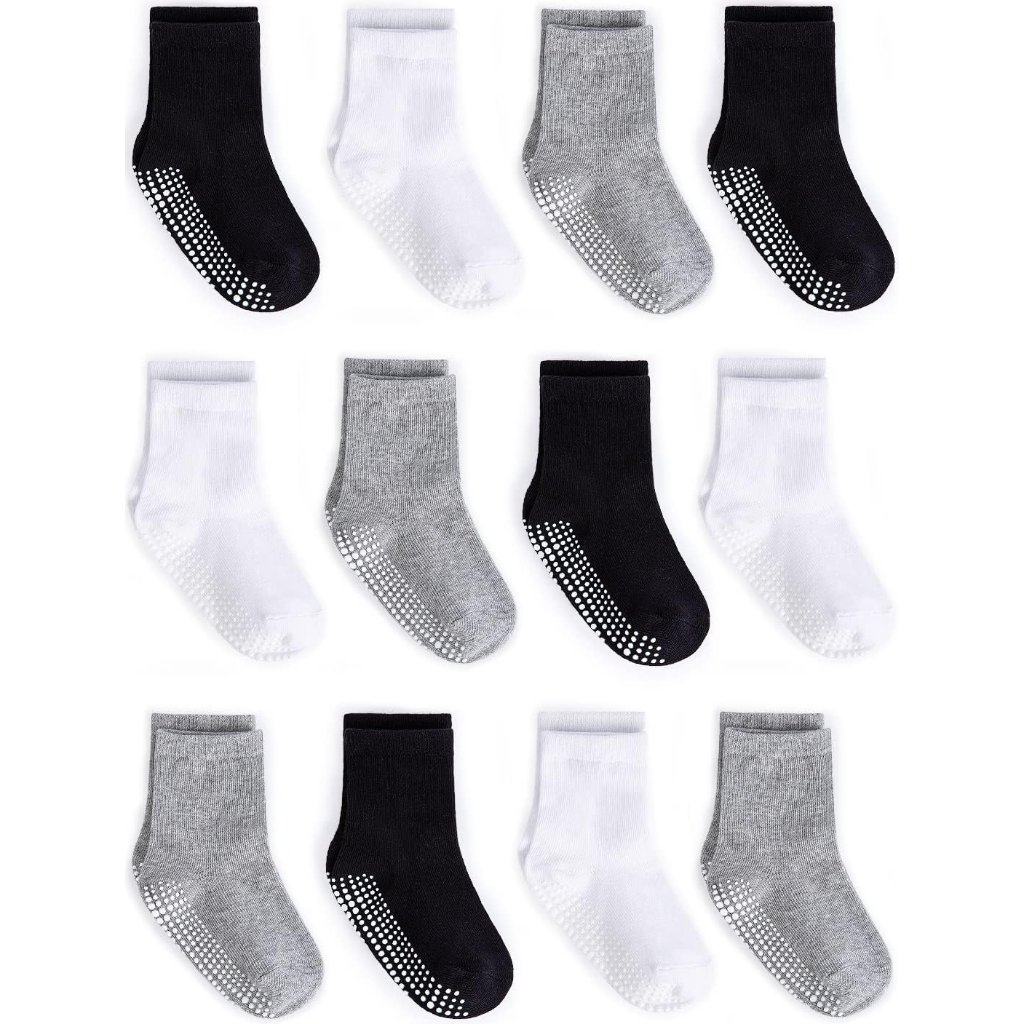 Baby Non Slip Grip Crew Socks With Anti Skid Soles For Infants Toddlers Kids Boy